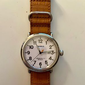 Gently worn Men’s watch, 6 months old, American alligator band in natural color.